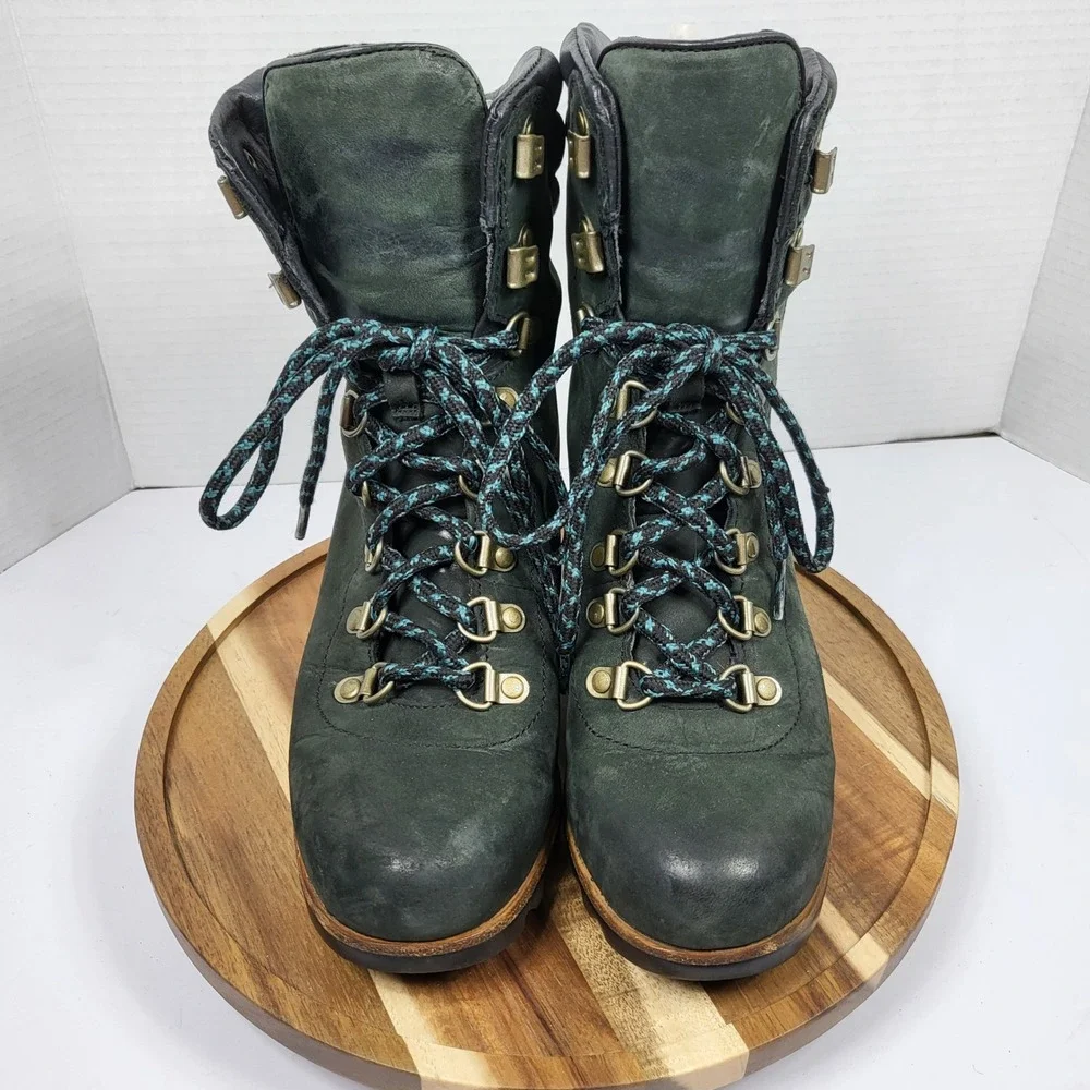 Sorel Joan of Arctic Wedge II Women 8 Green Waterproof Nubuck‎ LL5333-011